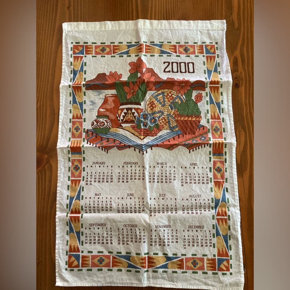 Year 2000 calendar tea towel